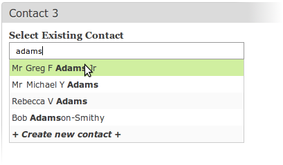 Existing Contact FIeld