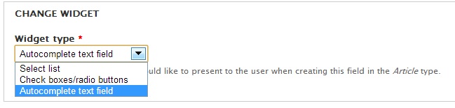 Field widget setting
