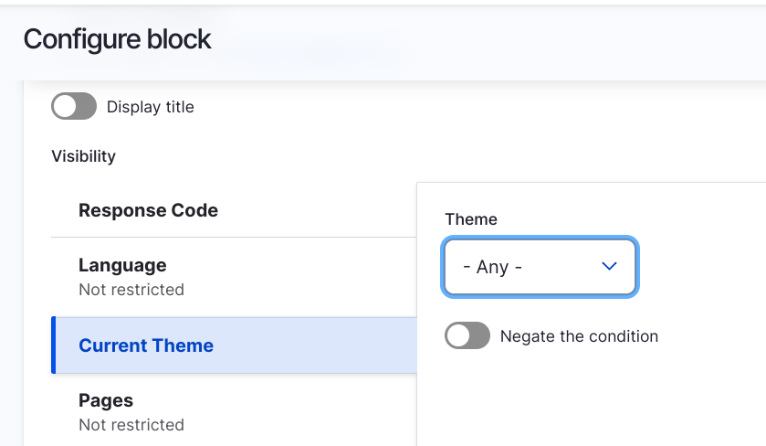 Configure theme condition on blocks