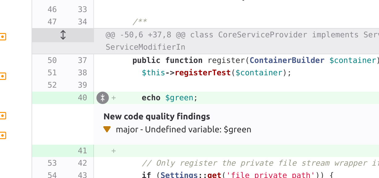 Code quality tab on pipelines showing various code style errors in a summary