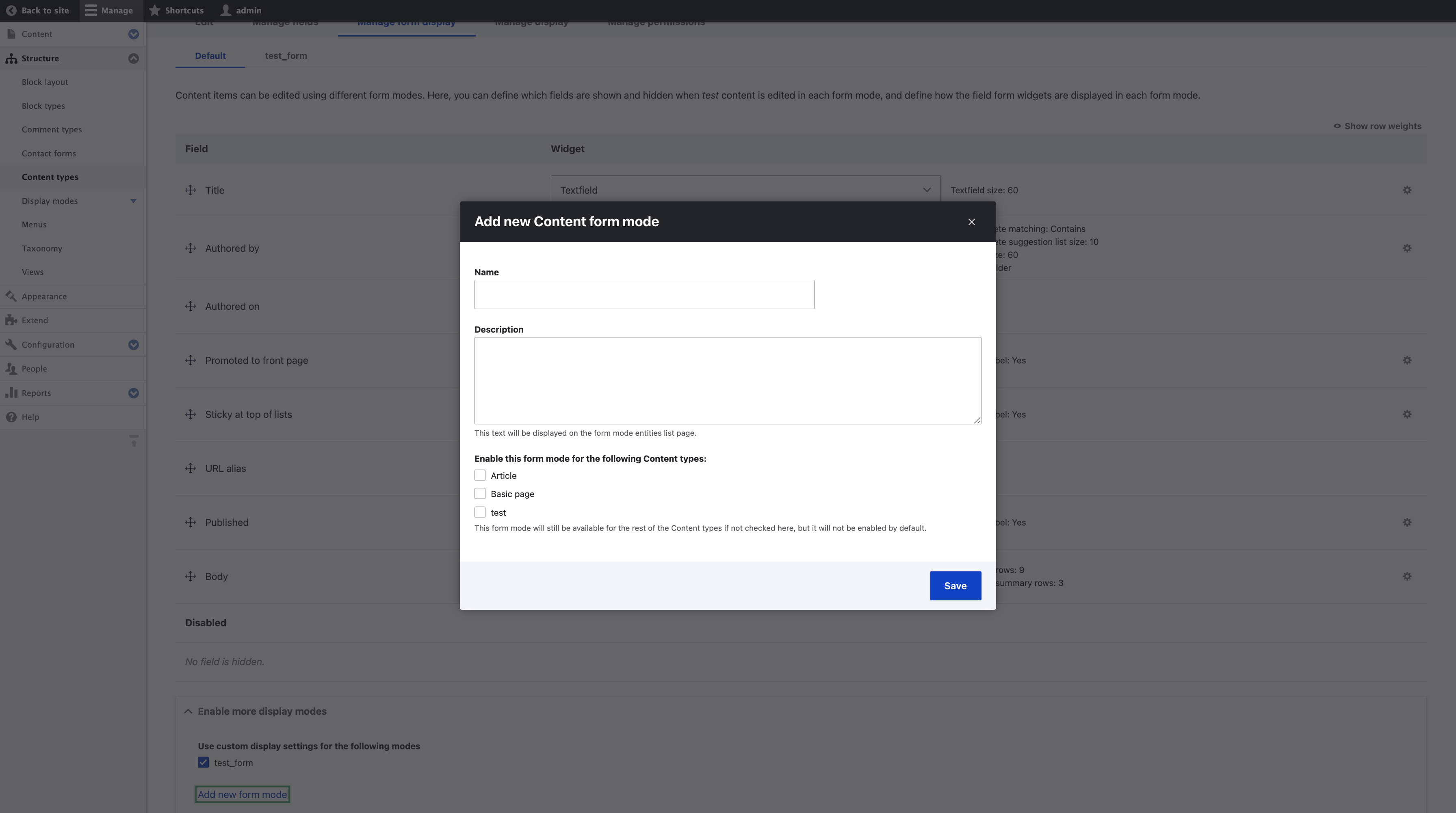 This allows user to create a view mode without redirecting.
