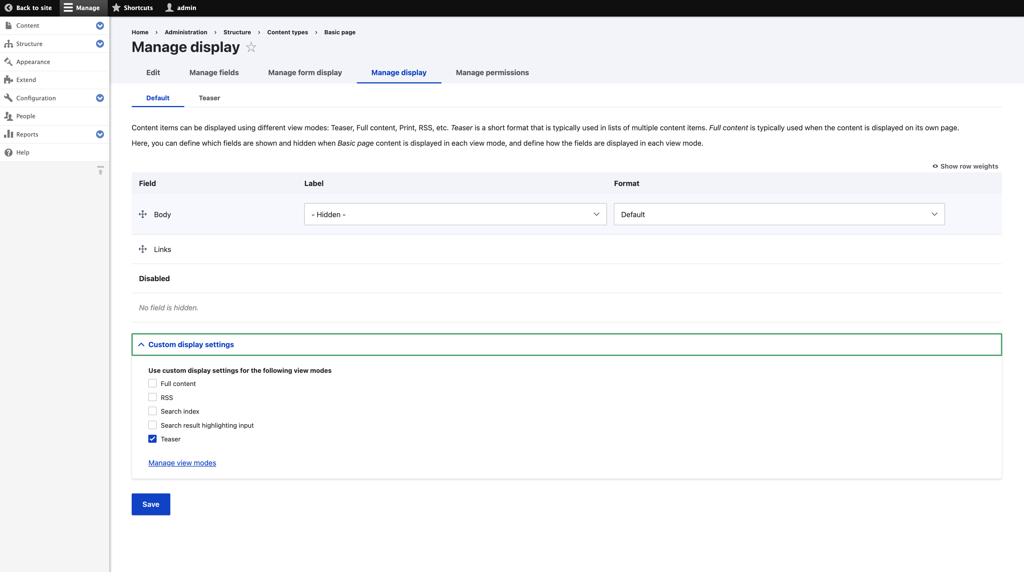 Manage view display before redirected the user to view form.