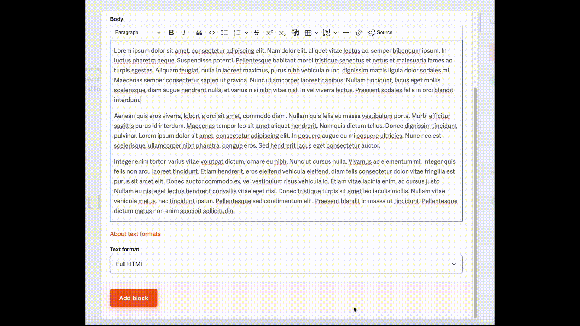 ckeditor5 text selection modal issue
