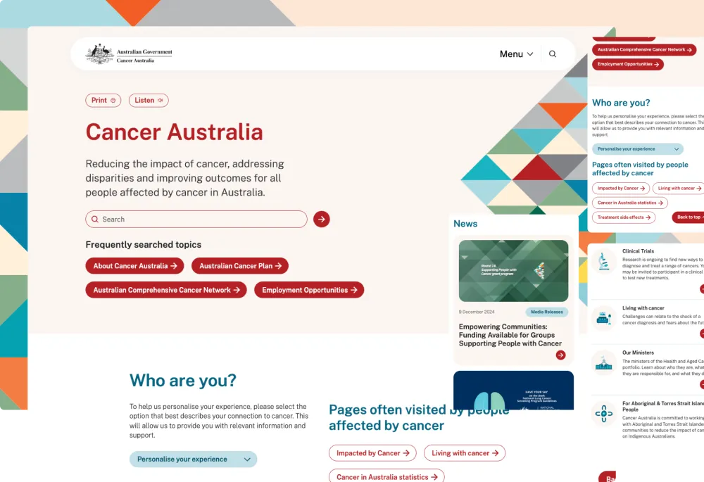 Cancer Australia website developed by PreviousNext