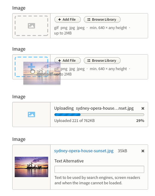The new design for the Image field