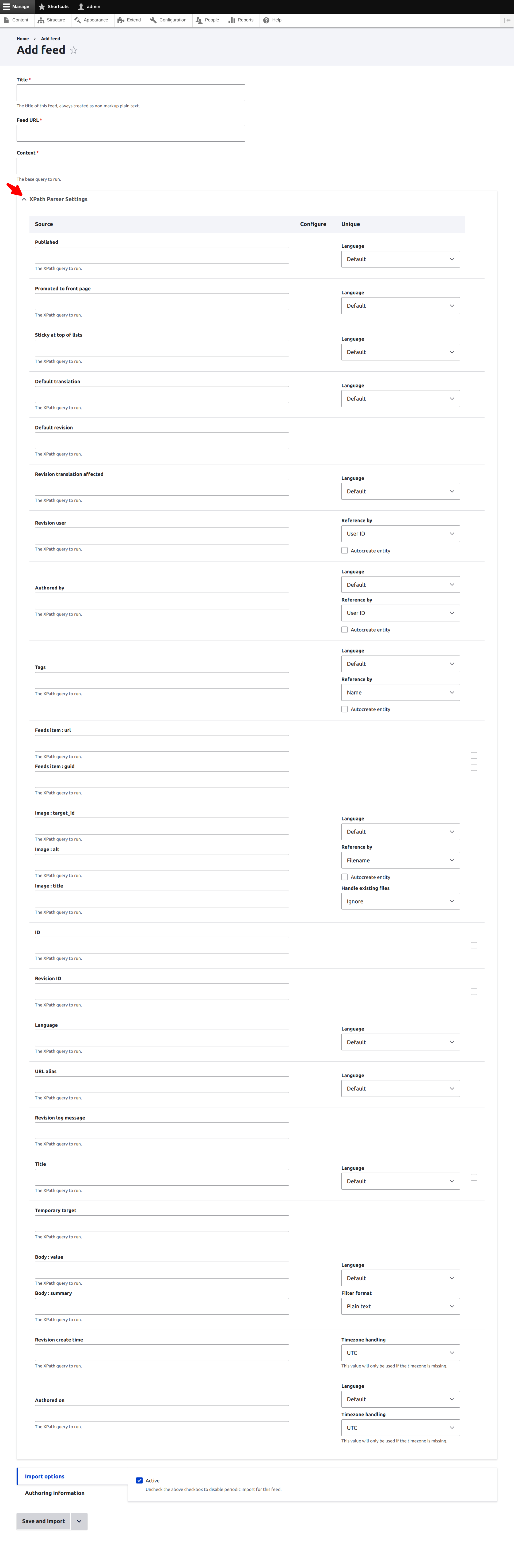Feed entity - XML mapping override