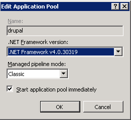 Application Pool Basic Settings
