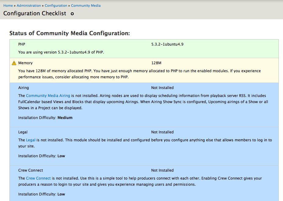Community Media Checklist Screen shot