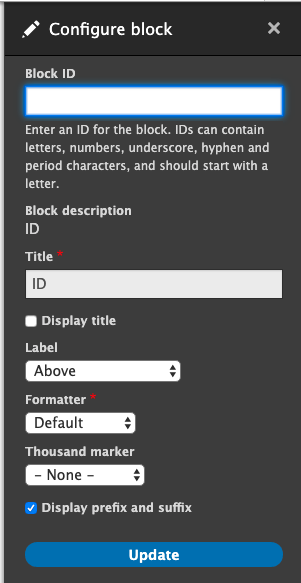 Configure block within layout builder