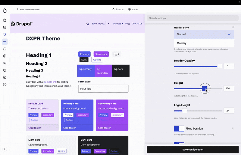 DXPR Theme Header Settings Demo