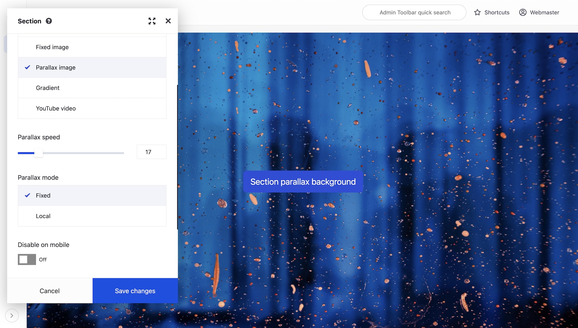 DXPR Builder Parallax and Video backgrounds