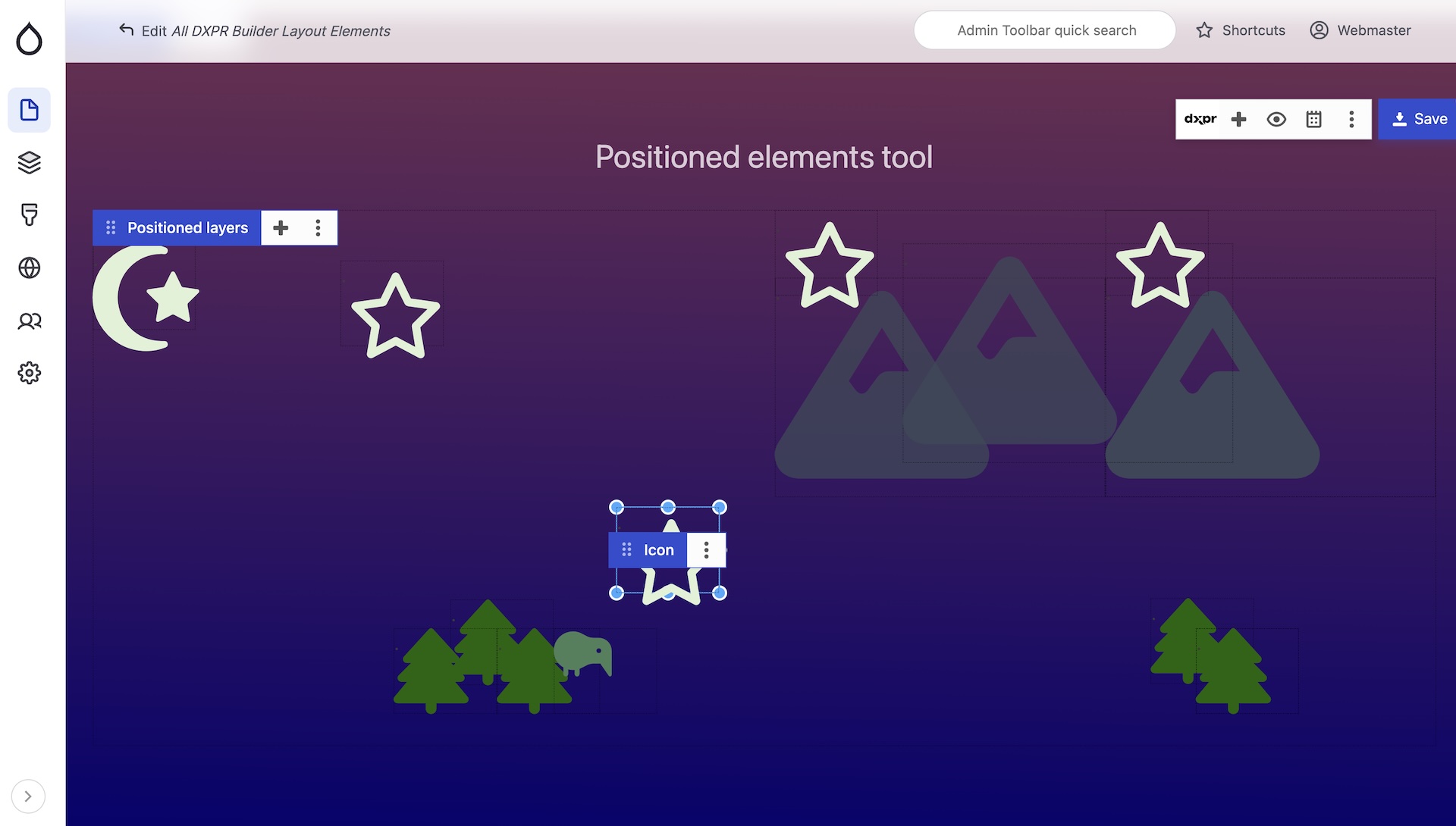DXPR Builder Positioned Elements