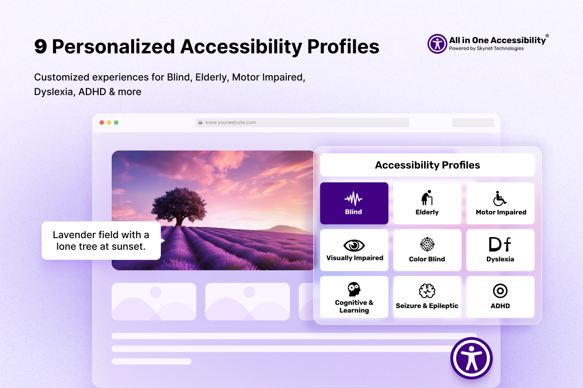 All in One Accessibility - 9 personalalize accessibility profiles