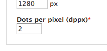Screenshot of the dppx form item on an individual device edit form