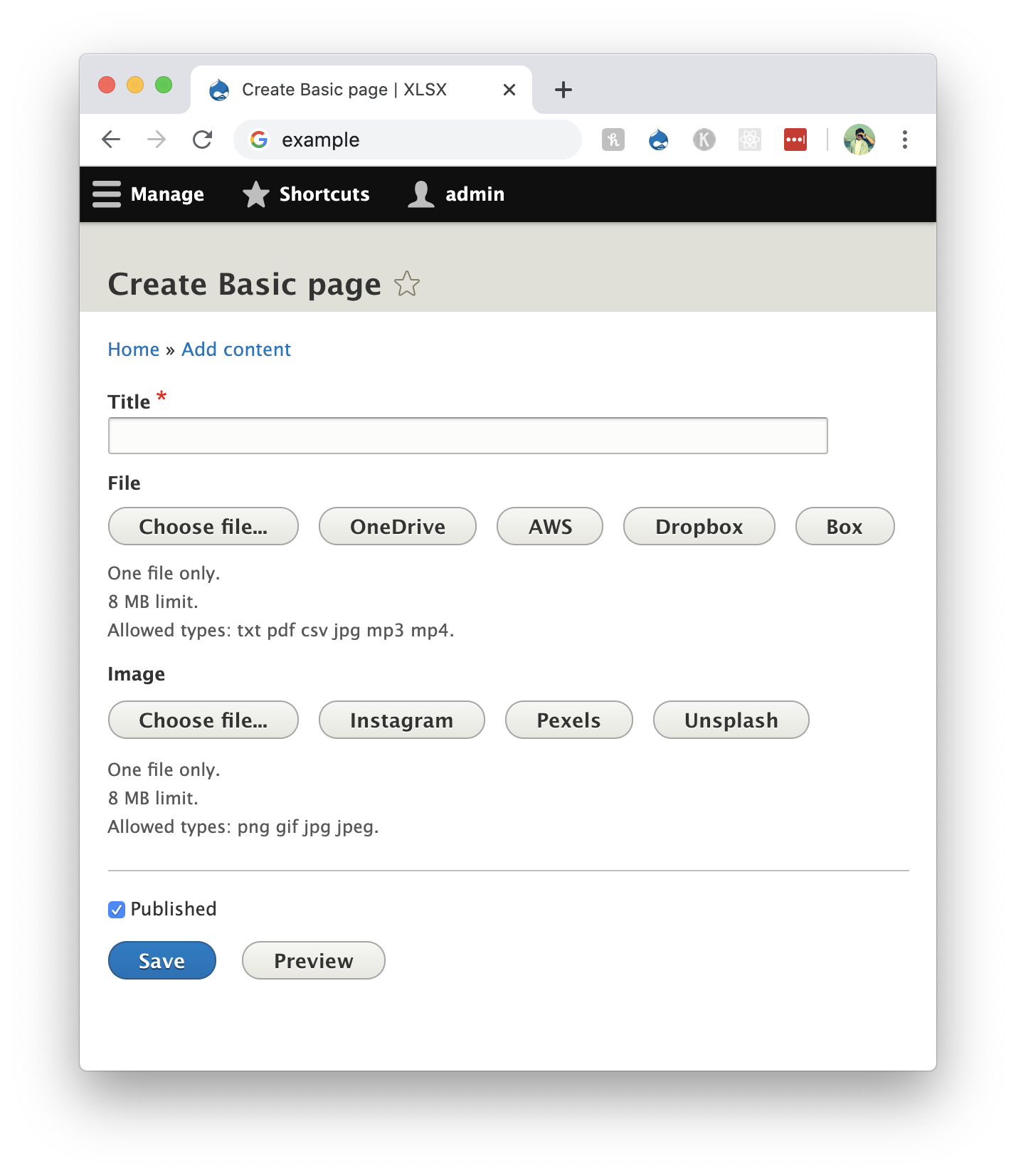 External Media file and image fields.
