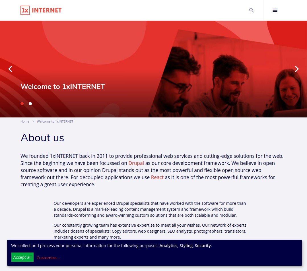 Klaro consent management popup with custom styling