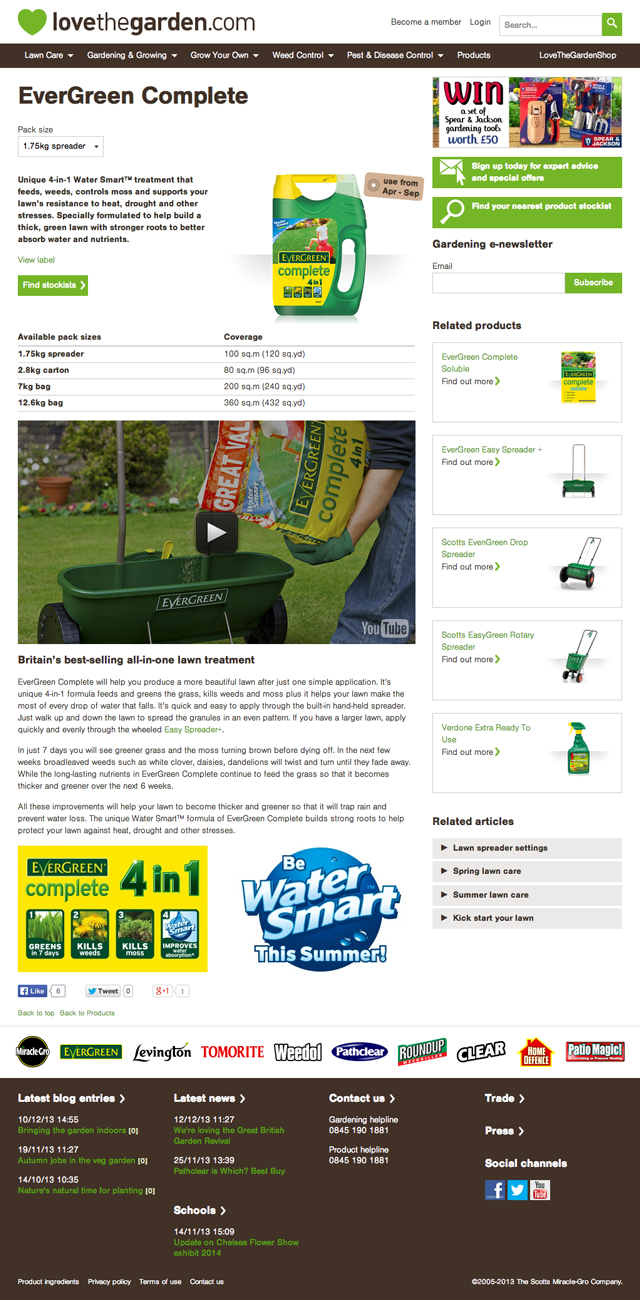 Love the garden product page with link to store locator