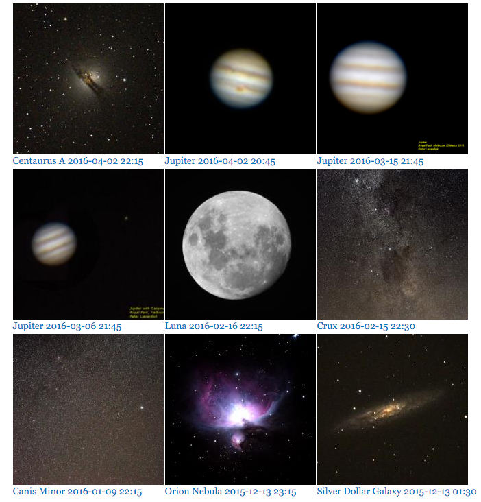 Gallery of astronomical images