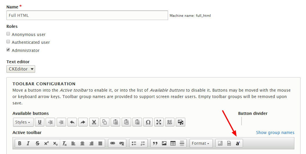 Adding the Footnotes icon to the CKEditor toolbar | Footnotes | Drupal ...