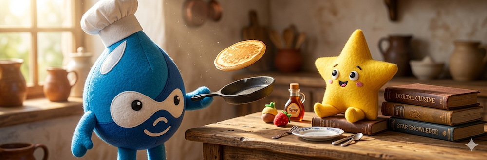 AI star eating a Drupal icon