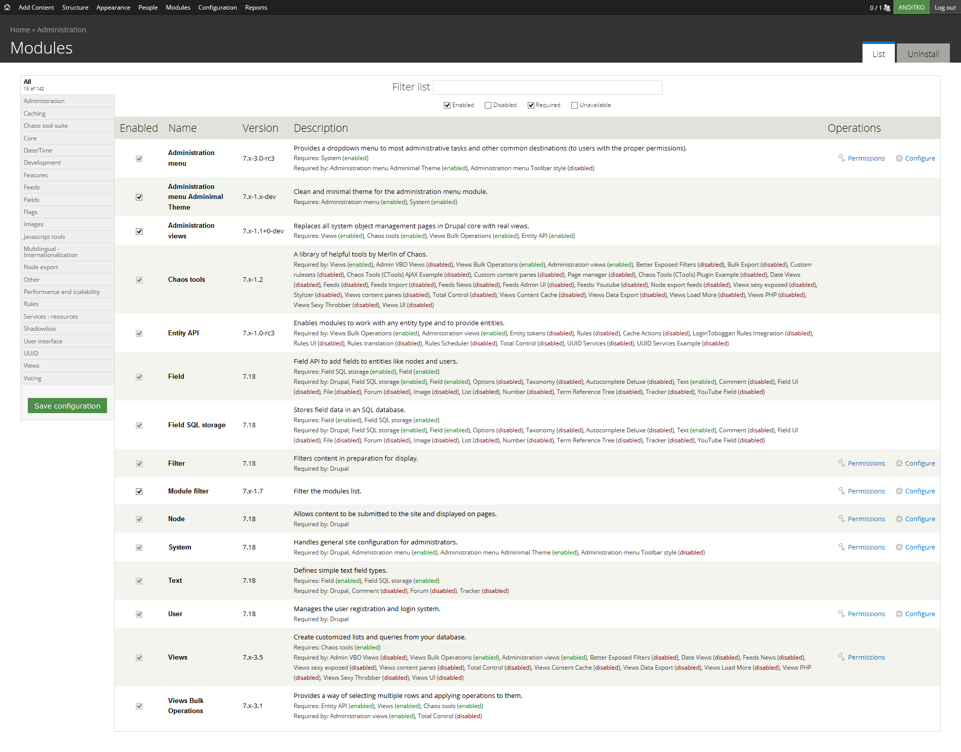 Disable list. Disabled Controls. CTOOLS сканер. Drupal 7 entity tokens. Report Manager is disabled..