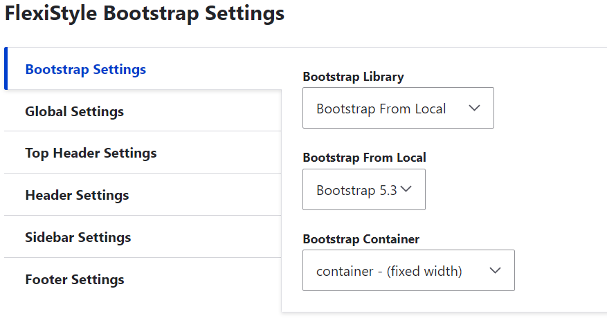 Bootstrap libraries settings
