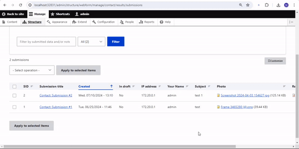 Bulk export submissions