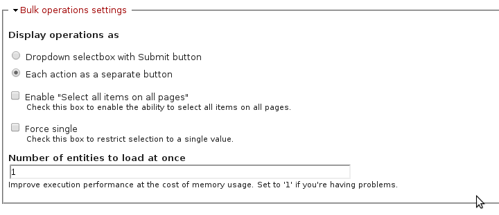 bulk operation settings