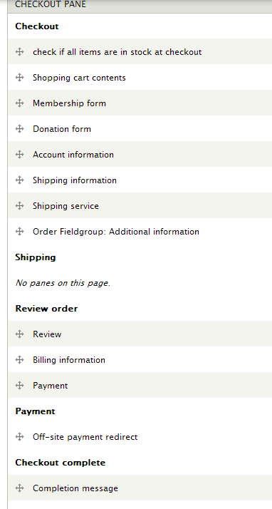 my checkout panes