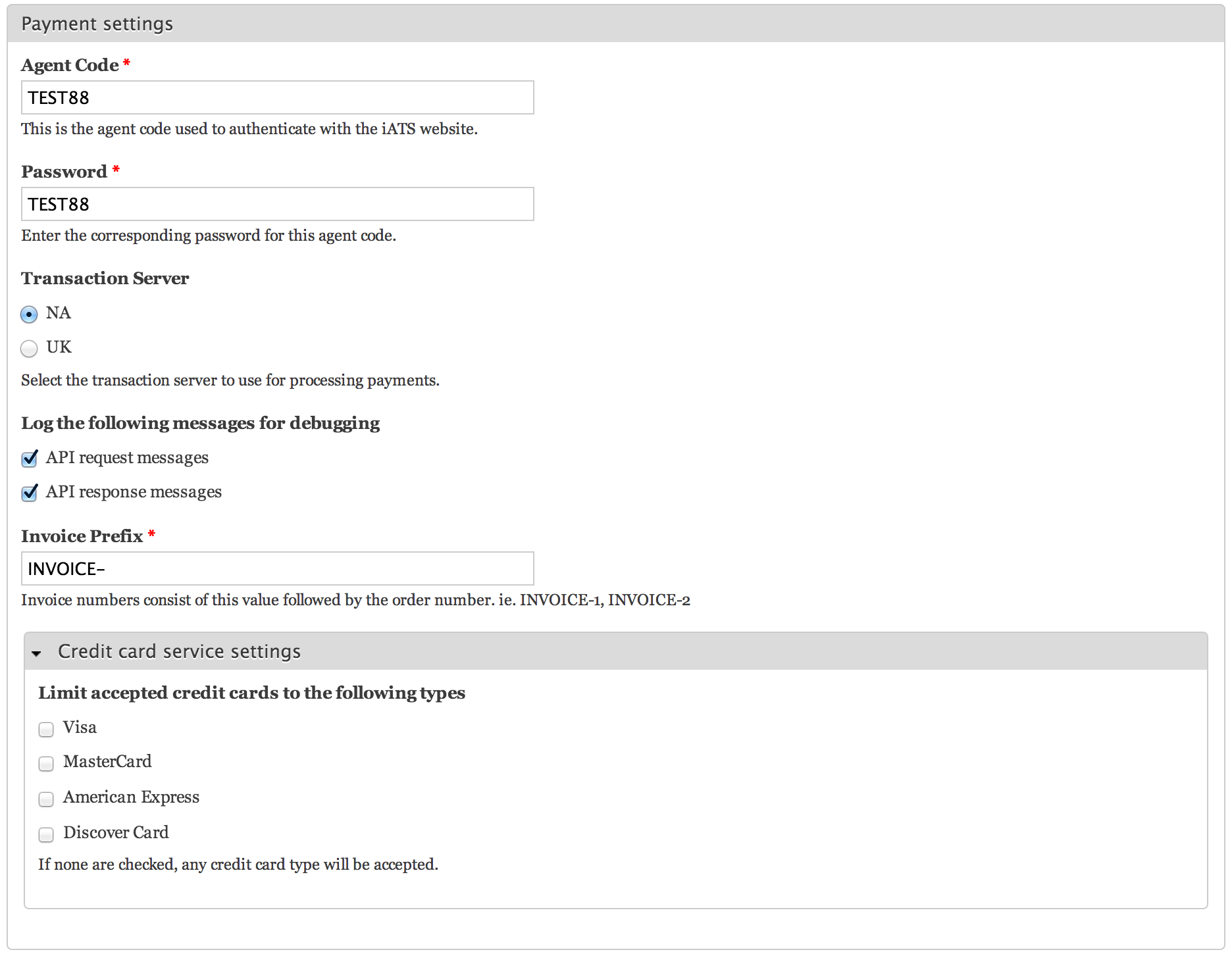 Commerce iATS Credit Card Checkout Pane
