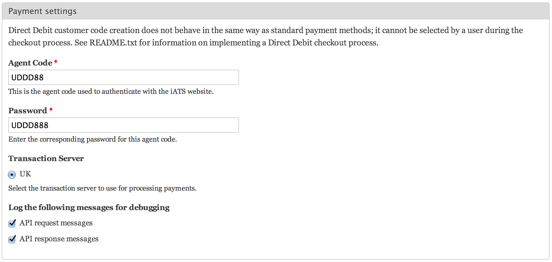 Commerce iATS Direct Debit Customer Code Configuration