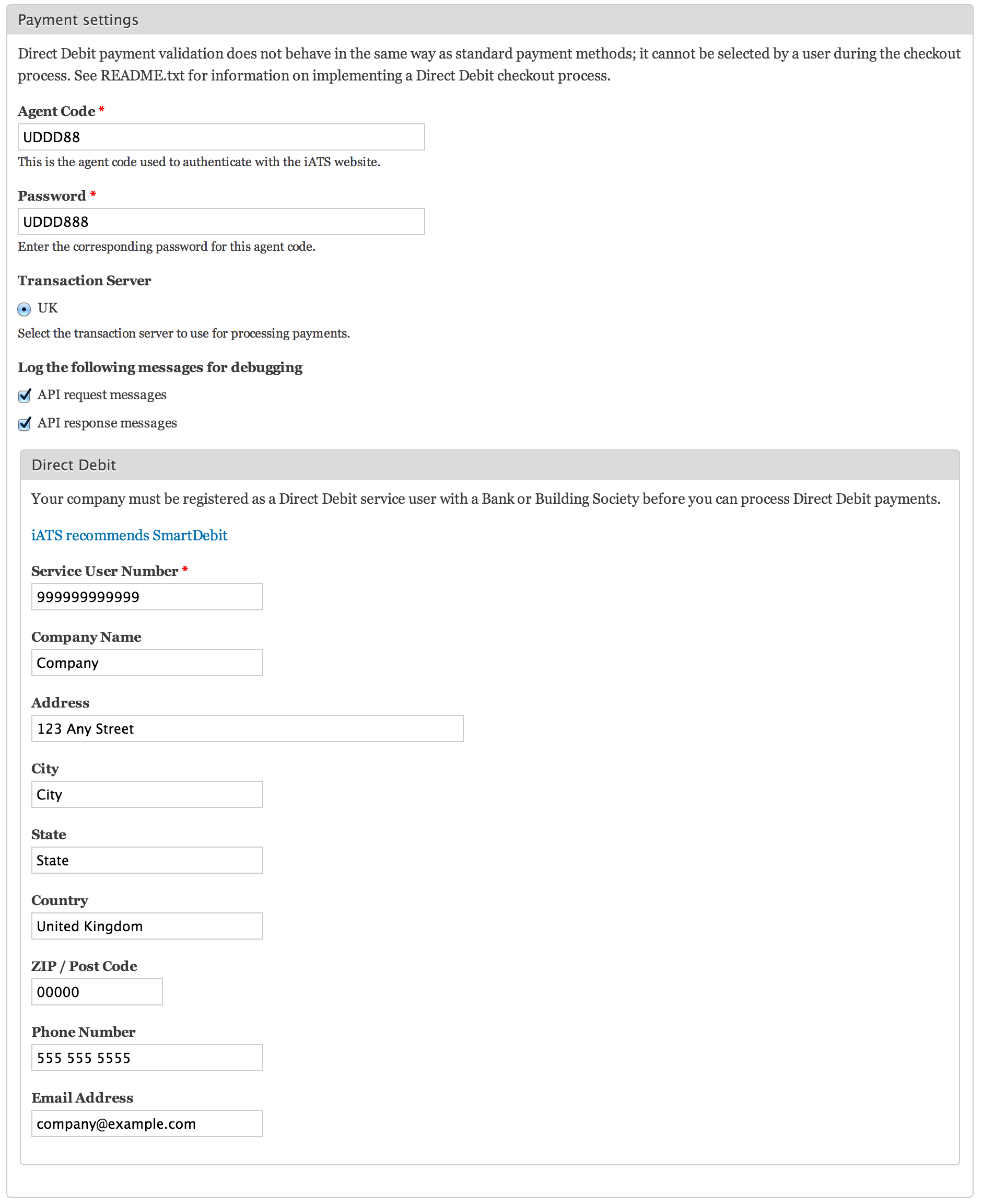 Commerce iATS Direct Debit Validation Configuration