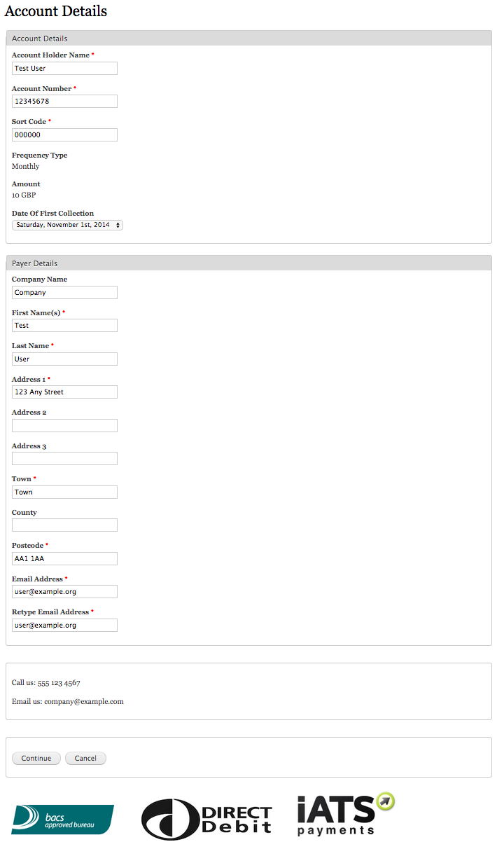 Commerce iATS Direct Debit Account