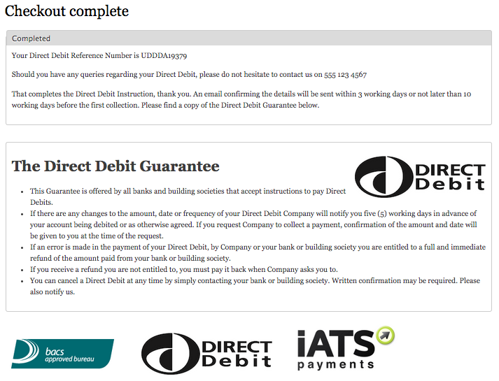 Commerce iATS Direct Debit Complete