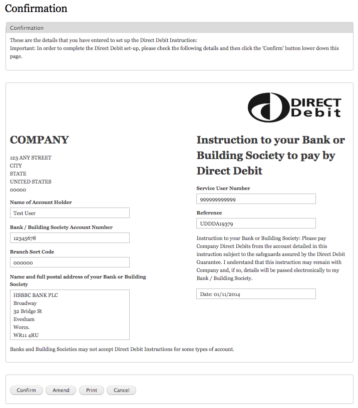 Commerce iATS Direct Debit Confirmation