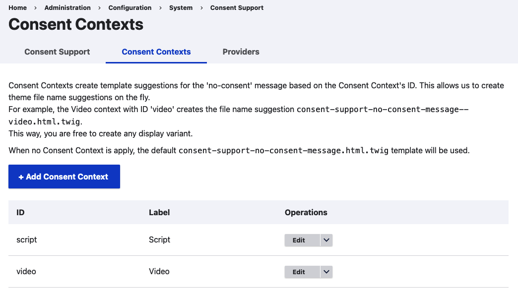 Consent Context management