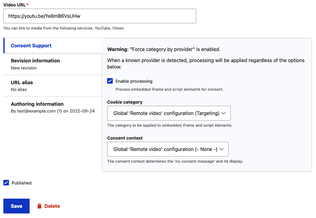 Consent Support config on Media entity