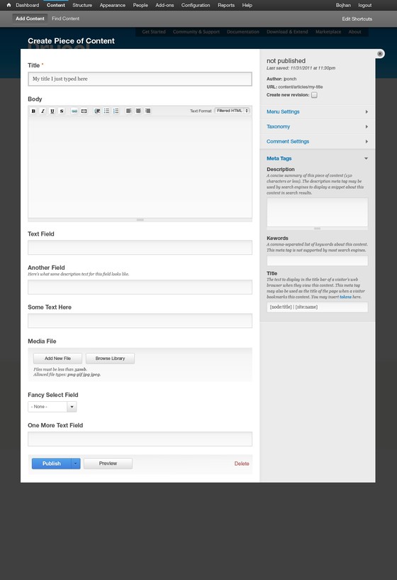 proposed new design mockup - includes a sidebar that will be placed instead of Vertical tabs and new button styling