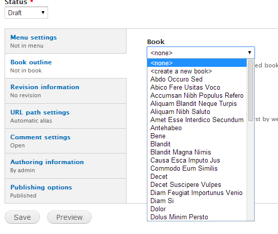 default book outline form
