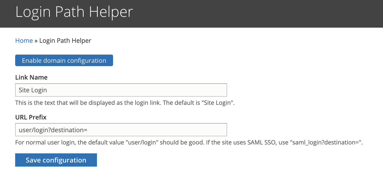 Default Configuration Settings