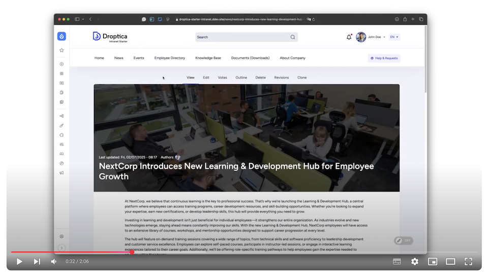 Open Intranet Demo on YouTube