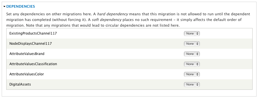 Dependencies section
