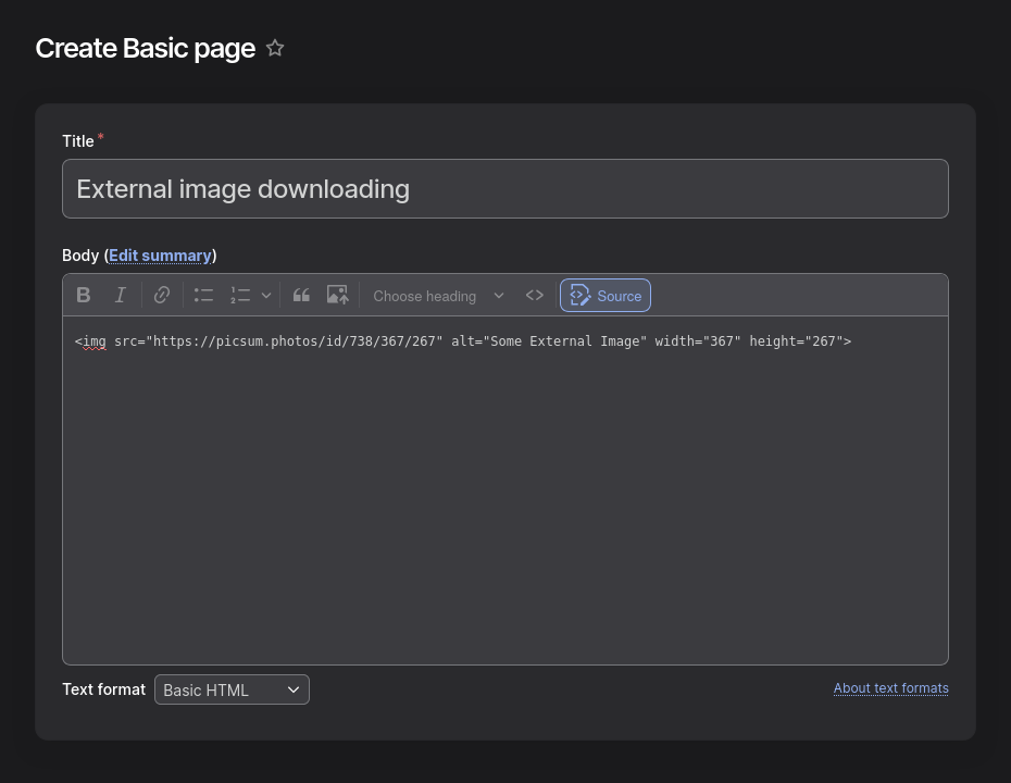 Before save - HTML source