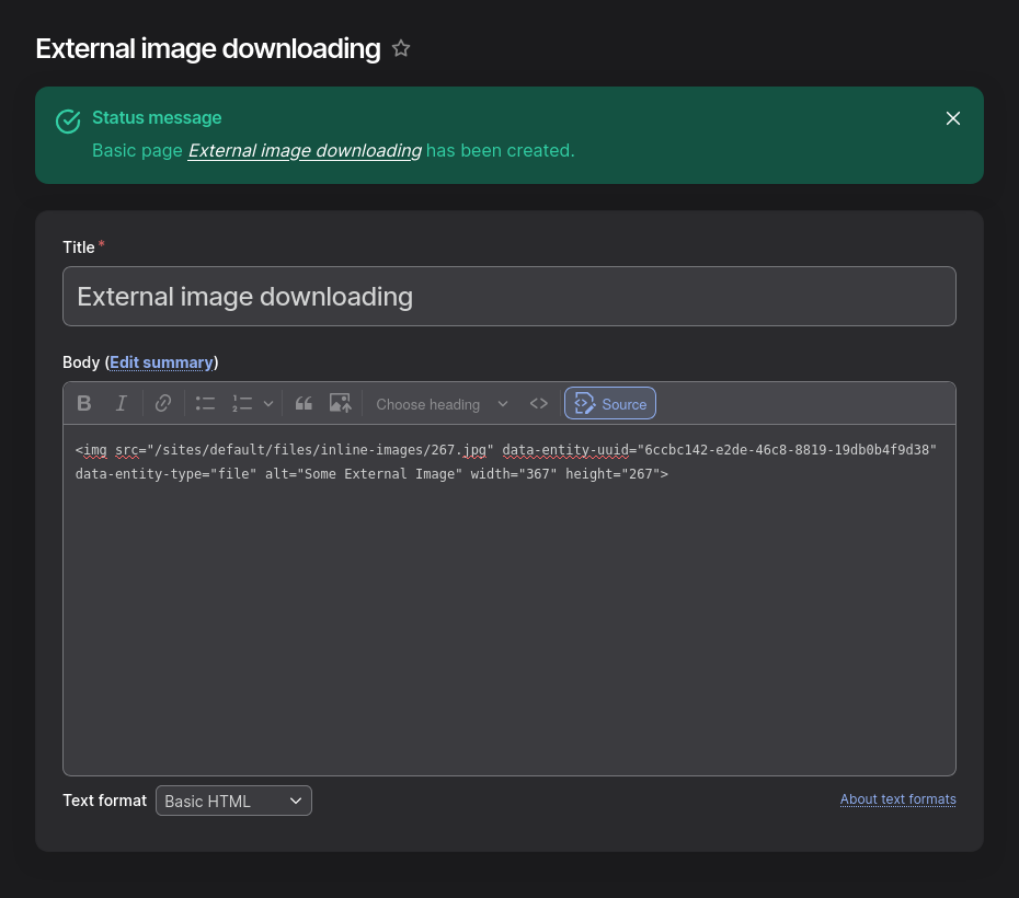 After save - updated HTML source