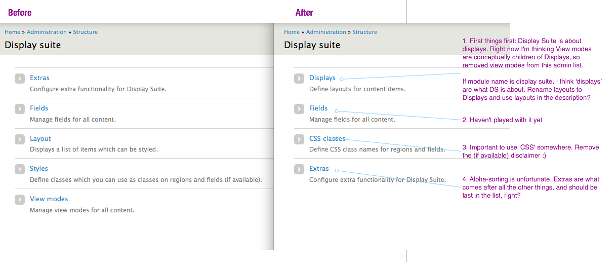 before/after screenshot of admin/structure/display suite links