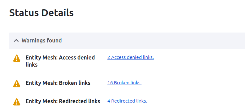 Entity Mesh Status report