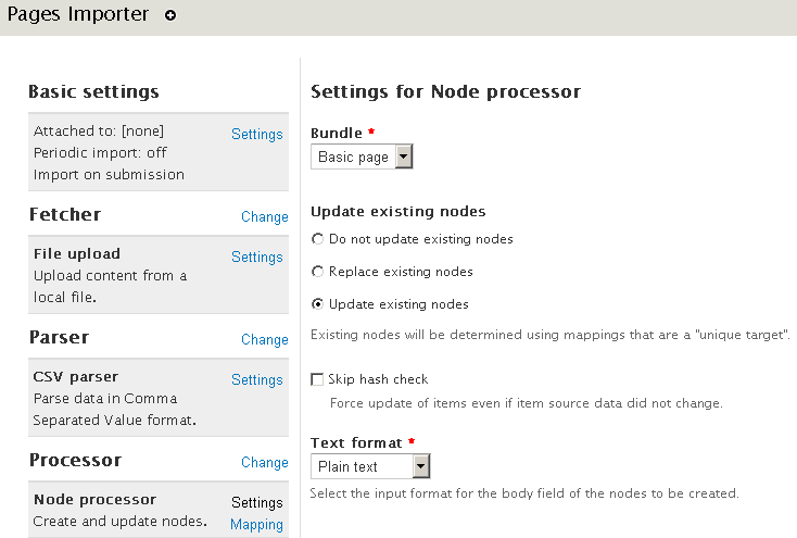 Setting for Node Processor.