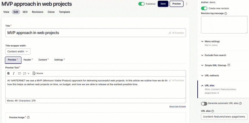 Screencast Field Widget Actions