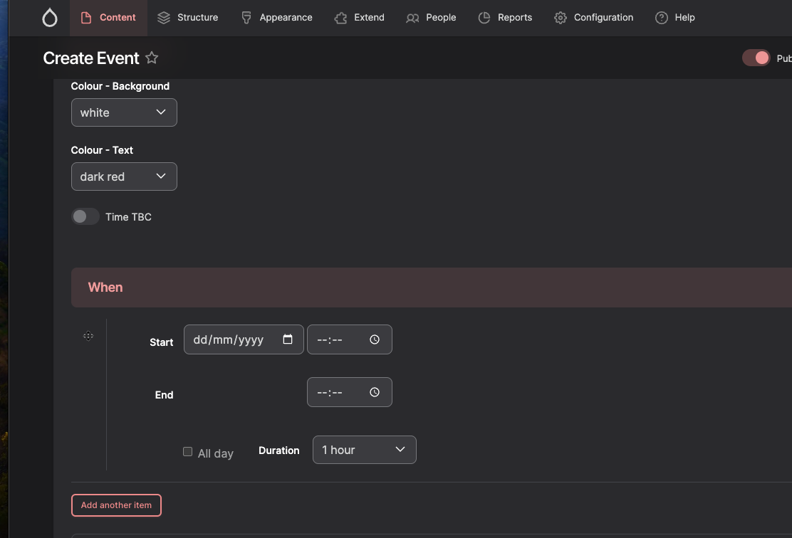 turning on time_tbc in your content