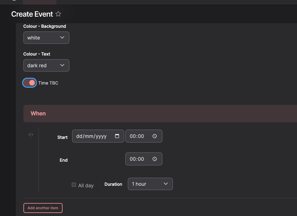 turning on time_tbc in your content